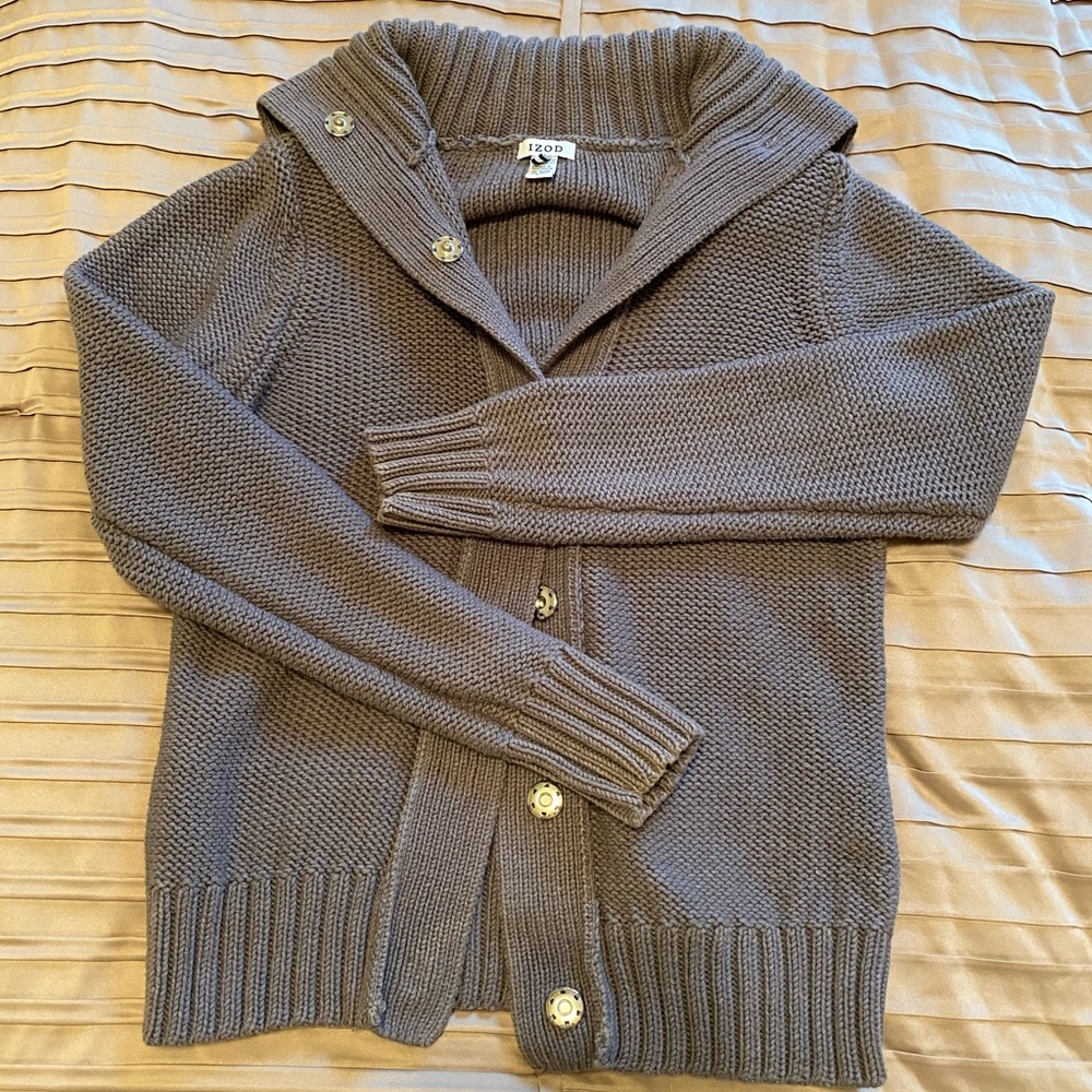 IZOD chunky knit funnel neck cardigan